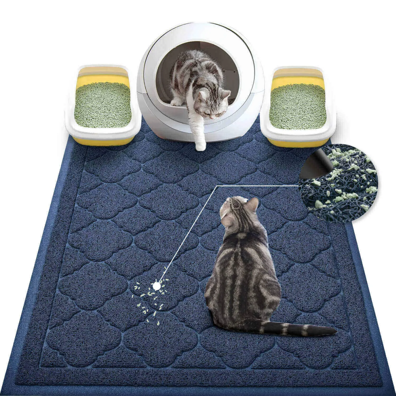 Cat Litter Box Mat, Kitty Premium PVC Pad, Durable Trapping Rug, Phthalate Fr...