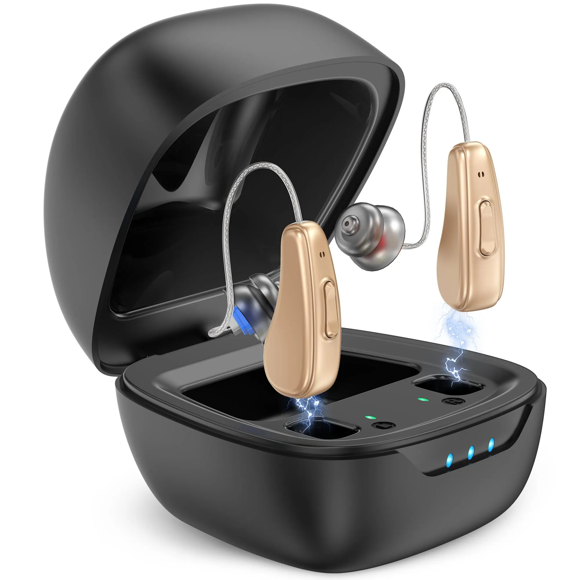 Hearing Aids for Seniors Rechargeable with Noise Cancelling, Hearing Amplifier with 5 Levels of Volume Adjustmen, Simple to Operate and Hear Clear Sound