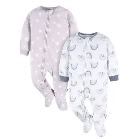 Gerber Baby Girls' Toddler Loose Fit Flame Resistant Fleece Footed Pajamas 2-Pack