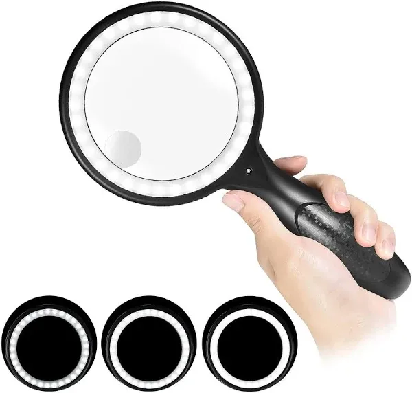 Magnifying Glass with Light, 30X 60X Large Magnifying Glass Stepless Dimmable Lighted Magnifying Glass - 33 LED Magnifying Glasses Magnifying Glass Lamp for Close Work, Repair, Reading, Craft