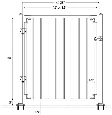 Xcel Traditional Series 4'W x 5'H 3 Rail Steel Gate Kit