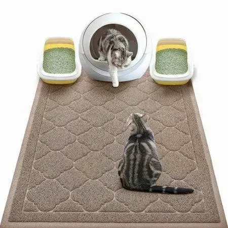 WePet Cat Litter Box Mat, Kitty Premium PVC Pad, Durable Trapping Rug, Phthalate Free, Urine-Resistant, Scatter Control, XXL 47 x 36 Inch, Champagne