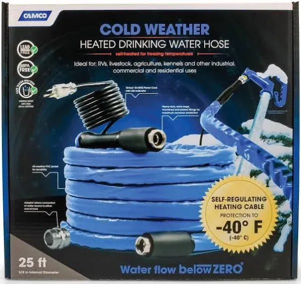 Camco 25' Heated Drinking Water Hose -40 Degrees 5/8"