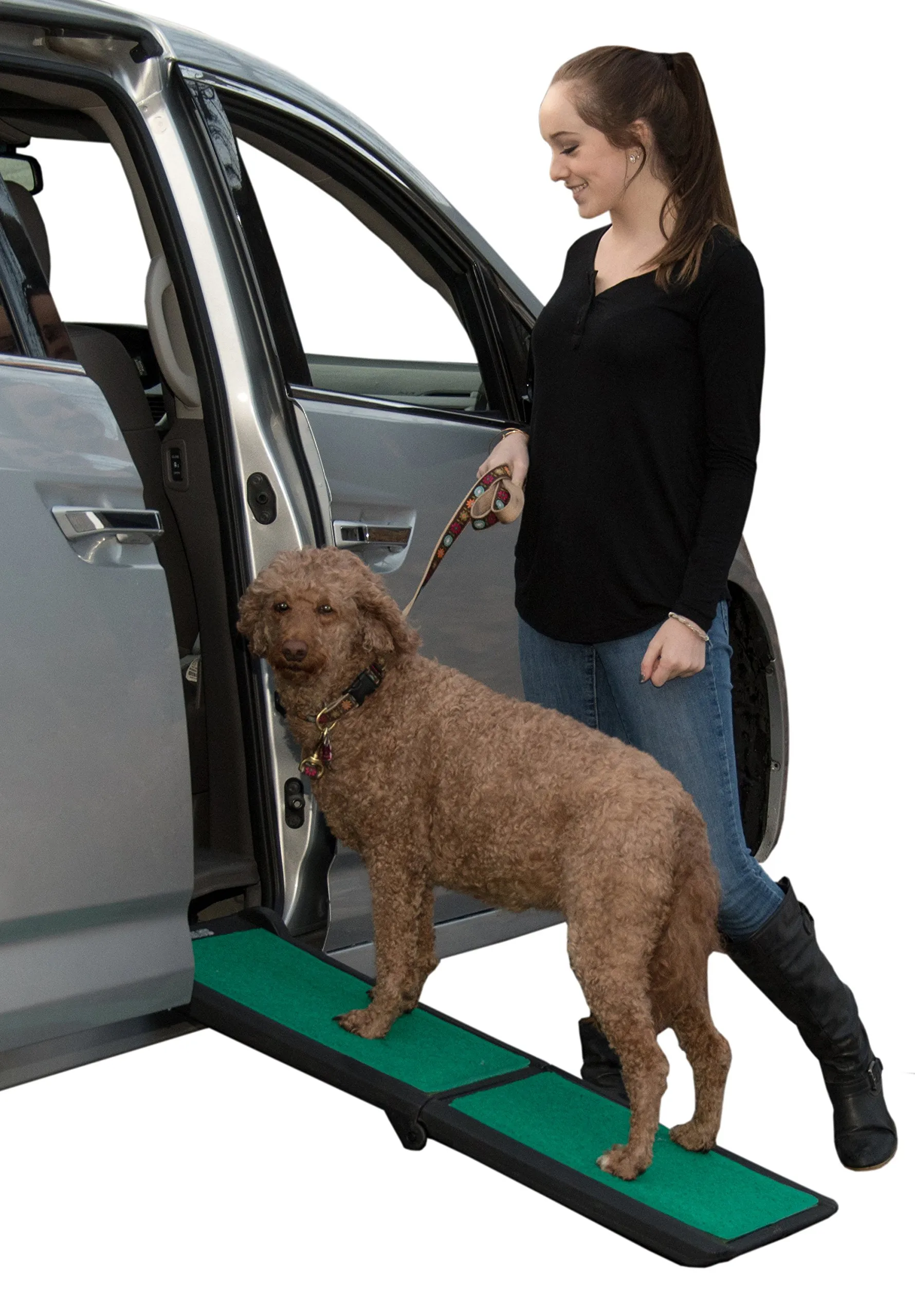 Pet Gear supertraX Ramps for Dogs and Cats, Maximum Traction Surface, Portable/Easy-Fold (No Tools Required), Built in Handle for Travel, 5 Models, 42-71 Inches Long, Supports 150-200lbs