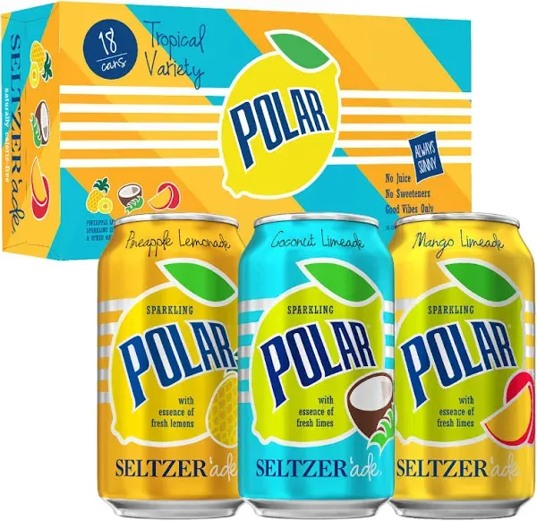 Polar Seltzer&#039;ade Tropical Variety Pack 12 fl oz cans 18 pack