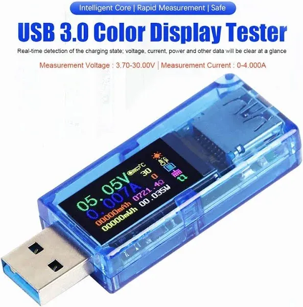 MakerHawk USB 3.0 Tester USB Power Meter 3.7-30v 0-4A Voltage Tester