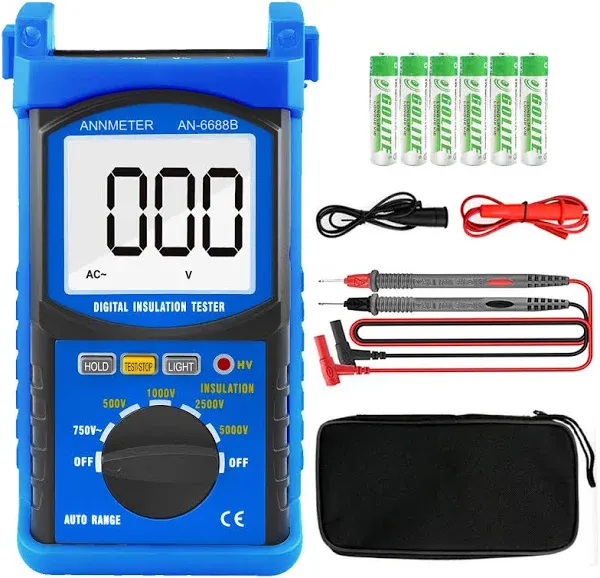 Digital Insulation Resistance Tester - Voltage Testing Range 5000V, Meg ohmmeter