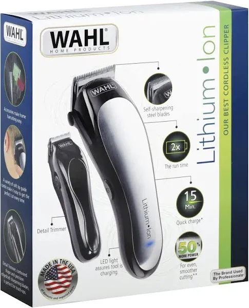 Wahl USA Clipper Rechargeable Lithium Ion Cordless Haircutting Kit 79600-2101P