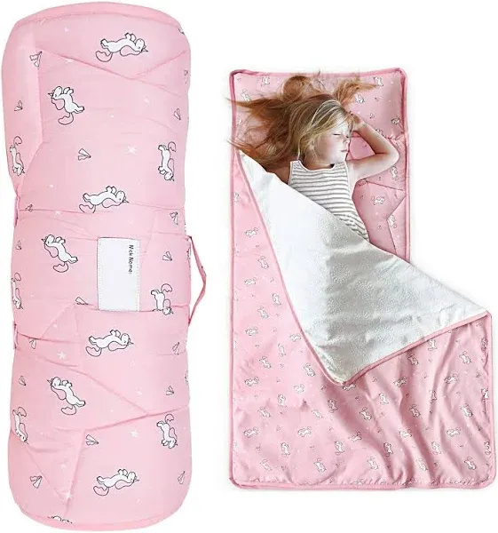 Toddler Nap Mat with Pillow and Blanket 50&#034; x 21&#034; x 1.5&#034;, Pink Horse 