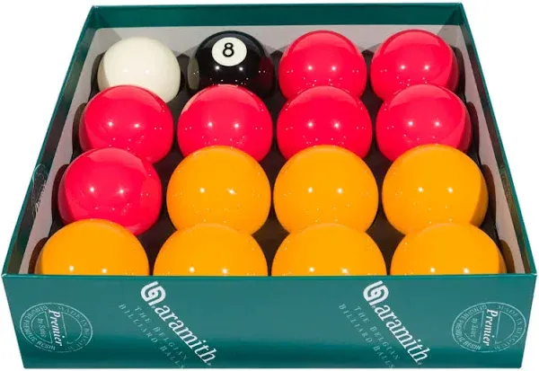 Aramith Premier Red-Yellow 2" Pool Balls with 1 7/8" White