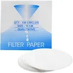 EISCO Premium Filter Paper, 15cm, Pack of 100 - Chemistry Filter Paper, Lab