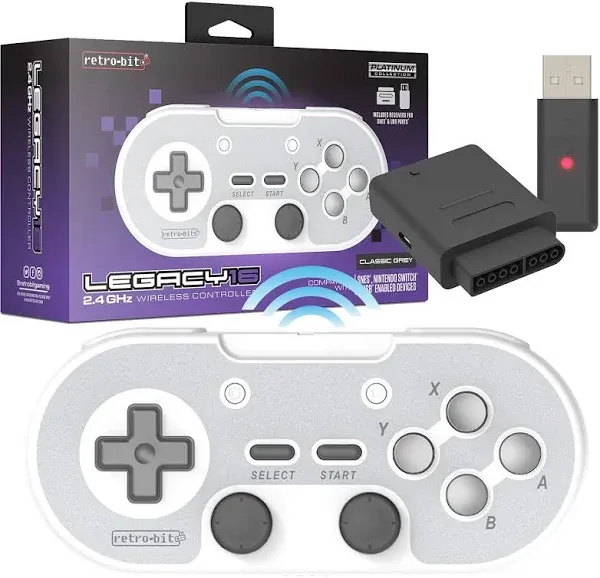 Retro-Bit Legacy 16 Wireless 2.4GHz Controller for SNES Switch PC MacOS RetroPie Raspberry Pi and Other USB Devices