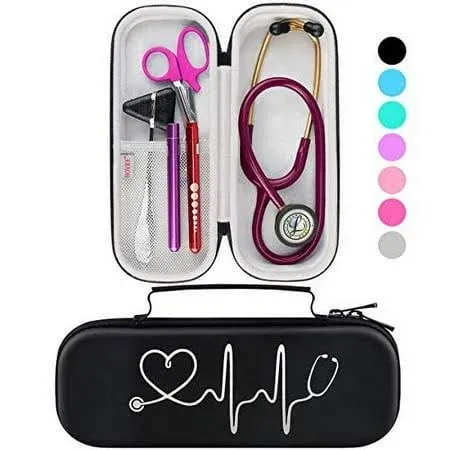 BOVKE Stethoscope Case for 3M Littmann Classic III, Lightweight II S.E, MDF Acoustica Deluxe Stethoscopes - Extra Room for Medical Bandage Scissors