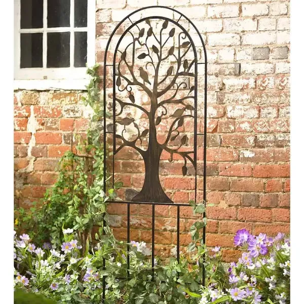 Plow & Hearth Metal Arched Garden Trellis with Tree of Life Design