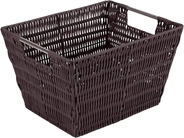 Simplify Medium Chocolate Rattan Storage Basket