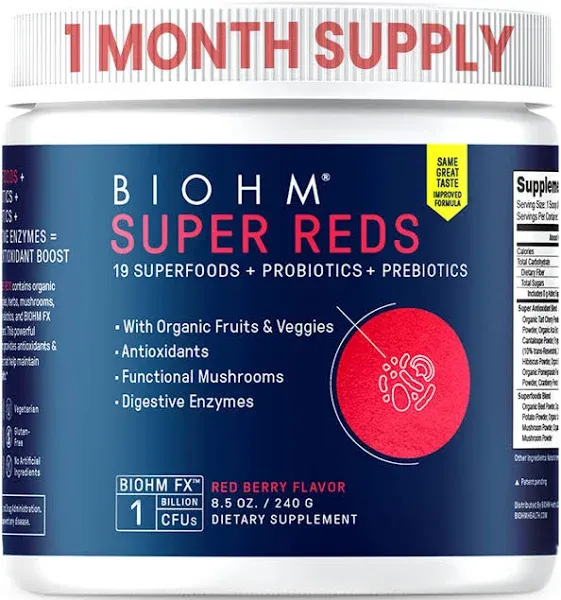 BIOHM Dr. Formulated Super Reds Superfood Powder - 30 Servings - Probiotics,New 