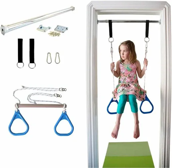 DreamGYM Indoor Swing Trapeze Bar and Gymnastic Rings Combo