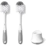 OXO Tot Bottle Brush with Nipple Cleaner and Stand – Gray, 2-Pack & Tot Travel Size Drying Rack with Bottle Brush- Gray