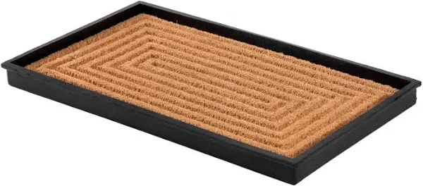 24.5"x14"x1.5" Rubber Boot Tray With Rectangle Embossed Coir Insert