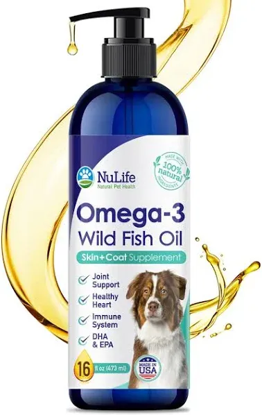 Liquid Fish Oil for Dogs with Omega 3, 6 &amp; 9 Fatty Acids, Wild Caught from Ic...