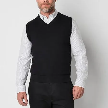 St. John's Bay Men's Fine Gauge V Neck Sweater Vest