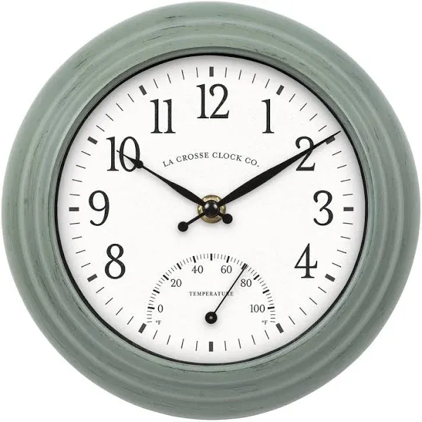 8-Inch Outdoor Wall Clock with Thermometer