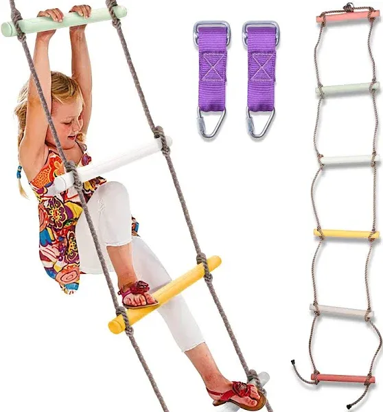 Trailblaze Colorful Climbing Rope Ladder with Plastic Rungs