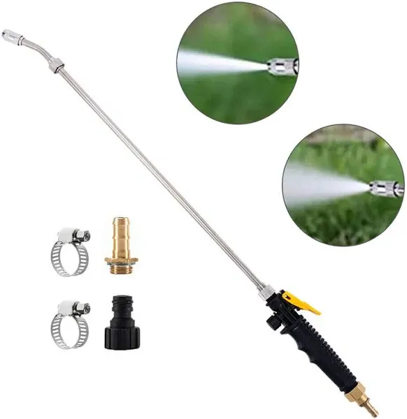 Ryscam 29 Inches Sprayer Wand, 3/8" & 1/4" Brass Barb Universal Sprayer Wand Replacement, Stainless Steel Sprayer Parts with Shut Off Valve & 2 Hose