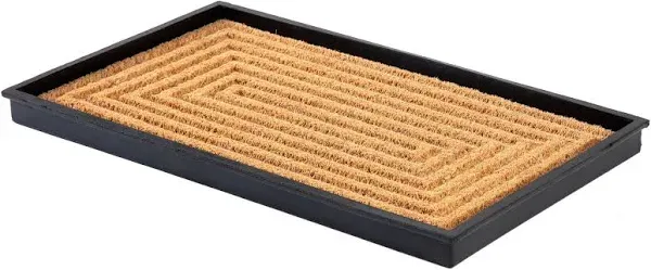 Anji Mountain Rectangle Ripple Tan Coir Rubber Boot Tray