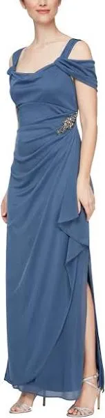 Alex Evenings Women's Long Cold Shoulder Dress