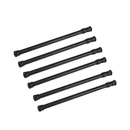 qinsou 6 Pack Tension Rods Adjustable Spring Steel Cupboard Bars Tension Curtain Rod Shower Rod Extendable Width 15728 Inches Black