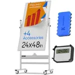 Rolling Dry Erase Board 24 X 48 - Large Portable Magnetic Whiteboard with Stand 