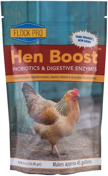 Hen Boost Probiotic &amp; Digestive Enzymes for Adult Poultry 8 oz Makes 45 Gallons