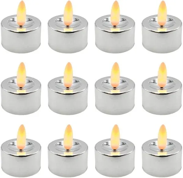 Battery Operated 3-D Wick Flame Gold Finish Tea Light 12-piece Set