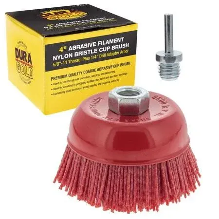 Dura-Gold 4&#034; Abrasive Filament Nylon Bristle Cup Brush - Coarse Sanding 