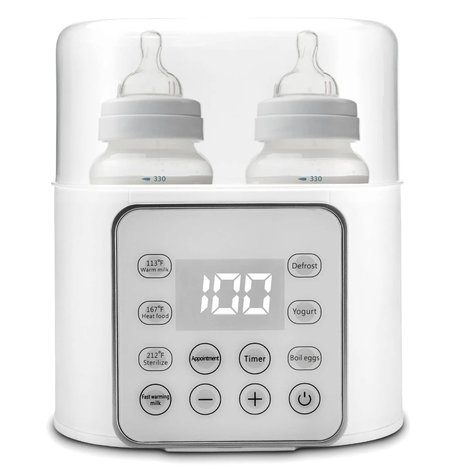 Baby Bottle Warmer 9-in-1 Multifuntion Breast Milk Warmer, Fast Baby Food Heater and Defrost Warmer with Timer for Twins, LCD Display Accurate Temperature Adjustment, 24H Constant Mode