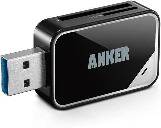 Anker 2-in-1 USB 3.0 SD Card Reader for SDXC, SDHC, SD, MMC, RS-MMC, 2-Slot 