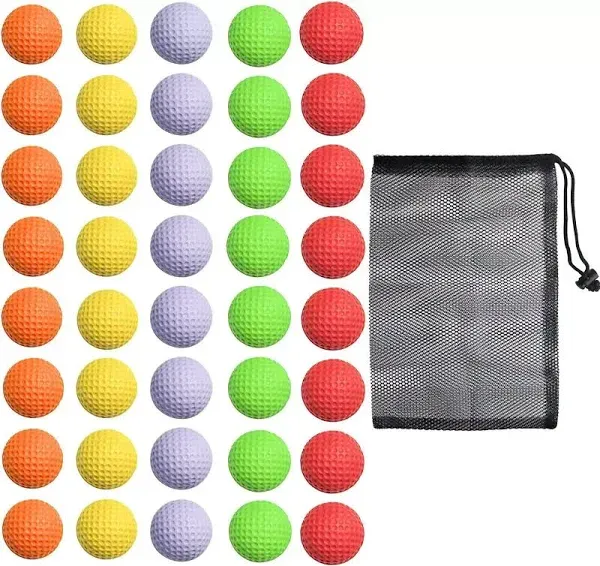 40 Pack Foam Golf Practice Balls Realistic Feel and Limited Flight Training  New