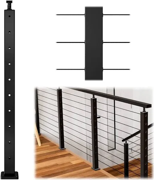 Railing Post 36&#034;x2&#034;x2&#034; Level drilled Post 10 Holes, Wall Thickness 1.2mm,Railing