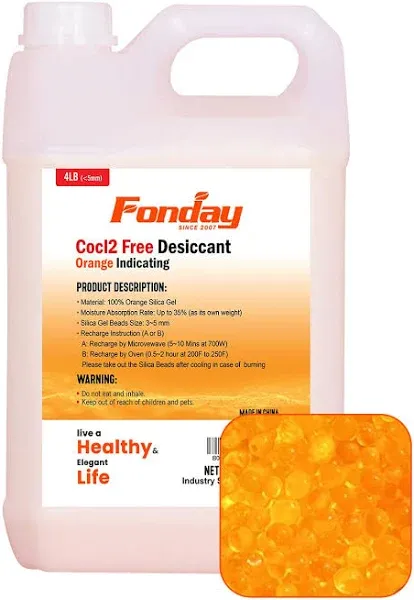 Fonday Premium Moisture Indicating Silica Gel Desiccant Beads