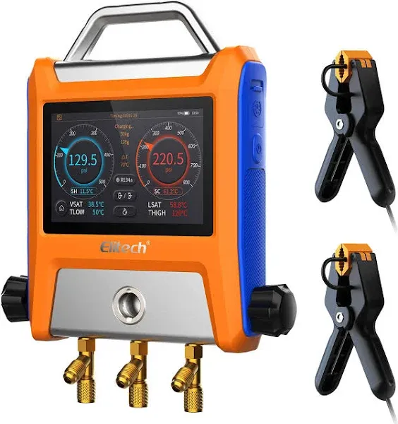 Elitech EMG-20V Intelligent HVAC Digital Manifold 2 Valves with 5” Smart Touch Screen