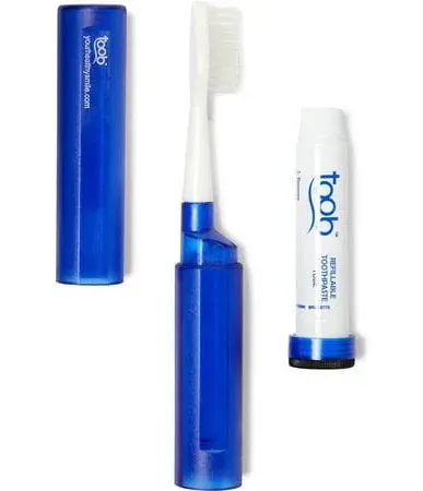 Toob 4-in-1 Refillable Travel Toothbrush Kit - Blue