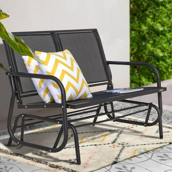 Nuu Garden Glider 29.9&#034;x47.4&#034;x34<wbr/>&#034; Steel Frame Swing w/Rocking Seating Black