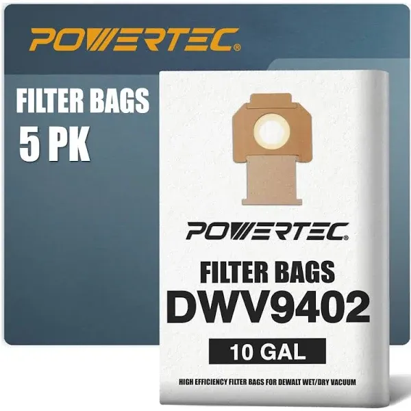 POWERTEC DWV9402 Fleece Bags for DeWalt DeWalt DWV010 DWV012