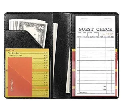 Mymazn Black Server Books for Waitress Book Waiter Book Server Booklet Restauran