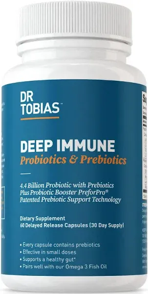 Dr Tobias Deep Immune Probiotics &amp; Prebiotics Capsules, 60caps, 30day Supply!