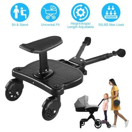 Universal 2 in 1 Stroller Ride Board w/ Detachable Seat, Stroller Glider board 