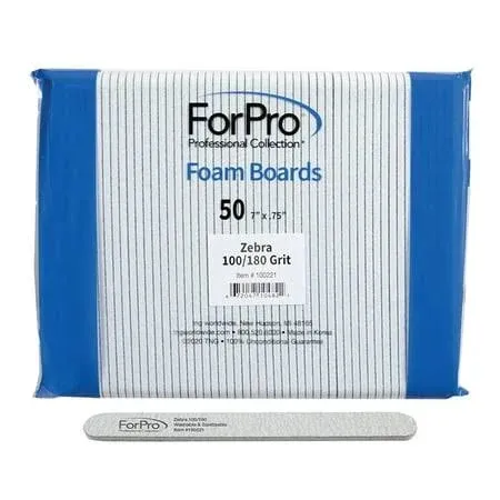 ForPro Professional Collection Zebra Foam Board Grit Double-Sided Manicure Nail File