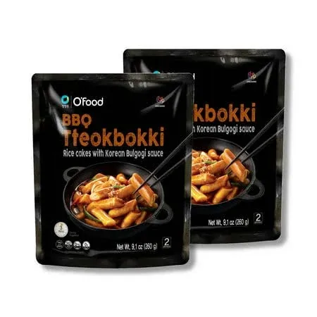 O'Food Original Tteokbokki, Gluten-Free Korean Rice Cakes, Authentic Spicy Korean Street Food Snack, Perfect with Cheese and Ramen Noodles, Ready to