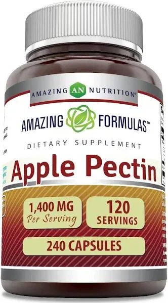 Amazing Formulas Apple Pectin Supplement | 1400 Mg | 240 Capsules | Non-GMO | Gluten Free | Made in USA